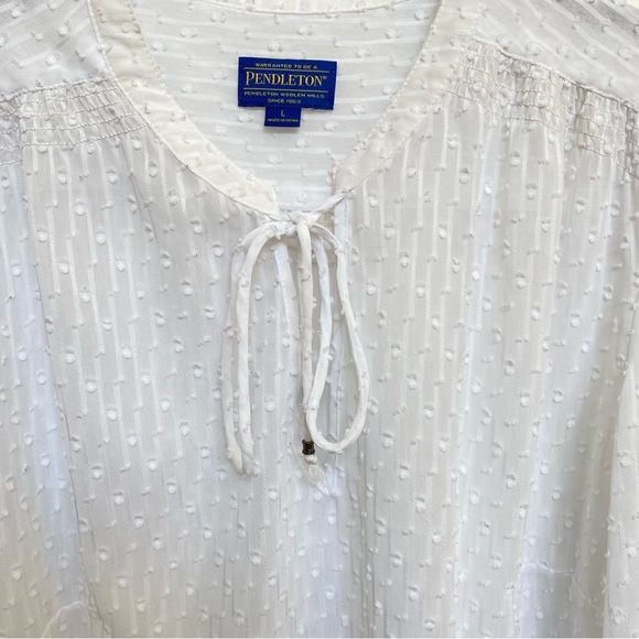 Pendleton White Swiss Dot Sheer Pullover‎ Blouse - Picture 4 of 8